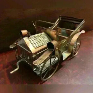Vintage 1978 Antique George Good Metal Tin Copper Car Music Box 9”